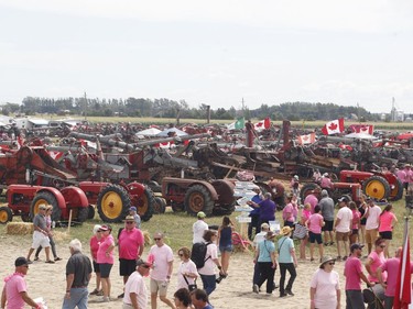 250 threshing machines attempt to break the world record by operating simultaneously on the same site in St. Albert on Sunday, August 11, 2019.