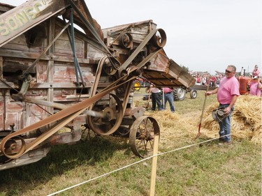 250 threshing machines attempt to break the world record by operating simultaneously on the same site in St. Albert on Sunday, August 11, 2019.