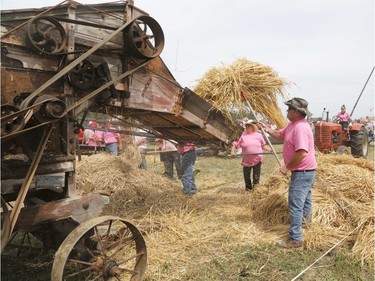 250 threshing machines attempt to break the world record by operating simultaneously on the same site in St. Albert on Sunday, August 11, 2019.
