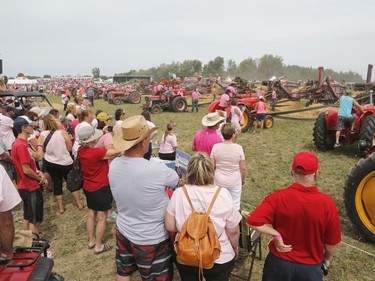 250 threshing machines attempt to break the world record by operating simultaneously on the same site in St. Albert on Sunday, August 11, 2019.