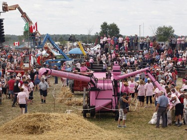 250 threshing machines attempt to break the world record by operating simultaneously on the same site in St. Albert on Sunday, August 11, 2019.