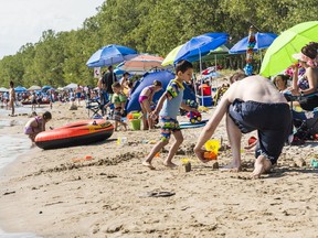 A child plays in the water at the Sandbanks Provincial park in Prince Edward County. ALEX FILIPE