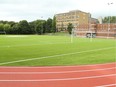 The artificial turf field and track at Immaculata High School.