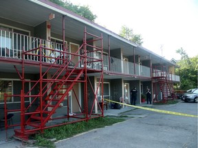 Police had cordoned off a motel at 2200 Prince of Wales Drive Thursday morning as they investigated a stabbing there.