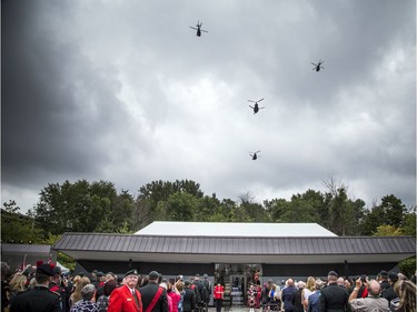 The Royal Canadian Air Force's CH 147 Chinook and CH 146 Griffon did a fly-by during the ceremony.