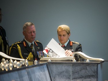 The Canadian Armed Forces paid tribute to Canada's Fallen in Afghanistan during a rededication ceremony of the Kandahar Cenotaph in the Afghanistan Memorial Hall at the National Defence Headquarters, Saturday, August 17, 2019. General Jonathan Vance, Chief of Defence Staff, and Governor General Julie Payette take a tour through the Afghanistan Memorial Hall.