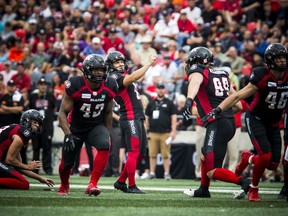 Ottawa Redblacks miss a kick in the first quarter of the game against the Hamilton Tiger-Cats at TD Place, Saturday August 17, 2019.