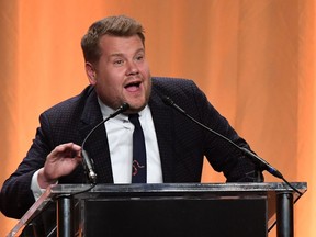 English actor James Corden speaks on stage during the Hollywood Foreign Press Association Annual Grants Banquet at The Beverly Wilshire, in Beverly Hills on July 31, 2019.