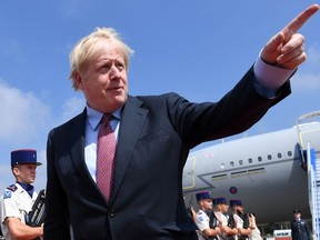 Britain's Prime Minister Boris Johnson arrives in Biarritz for the G7 summit, France, August 24, 2019.