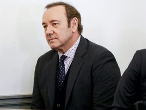 Actor Kevin Spacey attends his arraignment for sexual assault charges at Nantucket District Court in Nantucket, Mass., on Jan. 7, 2019.