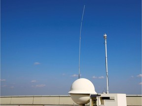 FILE PHOTO: A radionuclide particulate station of the Comprehensive Nuclear-Test-Ban Treaty Organization (CTBTO) is seen on the roof of their headquarters in Vienna, Austria.