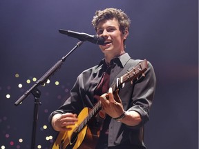 Shawn Mendes Performing at Manchester Arena on April 7, 2019.