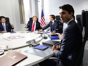 Prime Minister Justin Trudeau takes part in an working session at the G7 Summit in Biarritz, France on Monday, Aug. 26, 2019.