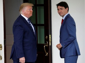 File photo/ U.S. President Donald Trump welcomes Canadian Prime Minister Justin Trudeau at the White House in Washington, U.S., June 20, 2019.