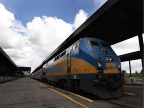 A Via train at the train yard in Ottawa.