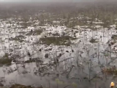 Aerial footage from Bahamas storm zone shows widespread destruction.