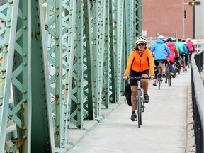 Cyclists on the Chaudiere Bridge.