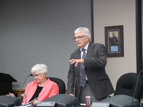 Coun. Syd Gardiner explains his motion to have Cornwall put itself forward as the home of Ontario's first Francophone university on Monday September 23, 2019 in Cornwall, Ont.