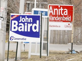Federal election signs now permitted on public property. FILE PHOTO