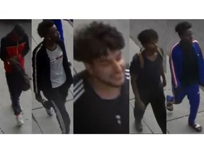 Police seek assistance identifying five men involved in an alleged assault in the Byward Market on Aug. 20, pictured above.