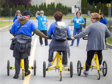 Chris Killoran, who suffered ruptured aorta six years ago (middle) took part in the Alinker walk-assist ride. The Ride is eastern Ontario's most successful single-day cycling fundraiser. In the past nine years, The Ride has raised more than $13 million in support of groundbreaking cancer research at The Ottawa Hospital.