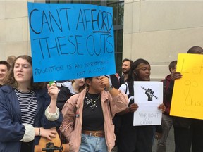 Students protesting OSAP cuts marched from the University of Ottawa to Parliament Hill on Tuesday.