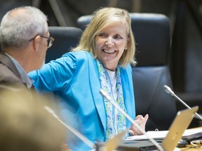 In this file photo, Diane Deans and Keith Egli share a laugh during a city council meeting.