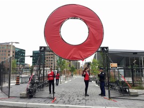 A massive O greets guests for opening ceremonies of the LRT at the Tunney's Pasture Station.