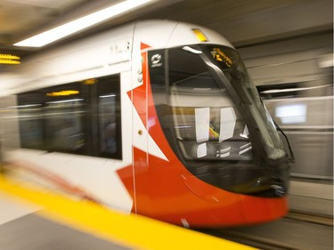 A train pulls into the Lyon Station as the LRT officially opens on September 14, 2019 complete with ceremonies at Tunney's Pasture.