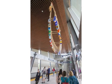 A canoe made of paddles is a work of art at the Pimisi Station as the LRT officially opens on September 14, 2019 complete with ceremonies at Tunney's Pasture.