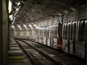 A train pulls out of Rideau Station.