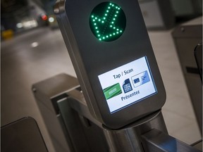 A card reader for the LRT system, which opened to passengers on Saturday.