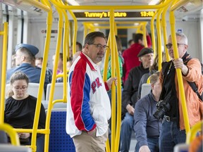 Passengers on the train as the LRT is seen in operation on day 2 of the system up and running.