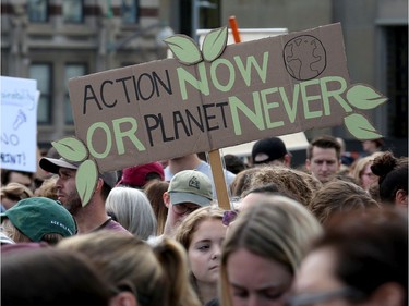 A large group on Parliament Hill as the Global Climate Protest took to the streets of Ottawa on Friday afternoon.