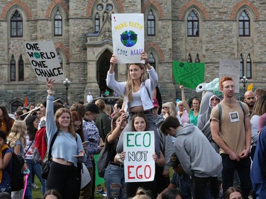 A large group gathered on Parliament Hill as the Global Climate Protest took to the streets of Ottawa on Friday afternoon.