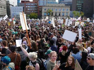 A large group on Parliament Hill as the Global Climate Protest took to the streets of Ottawa on Friday afternoon.