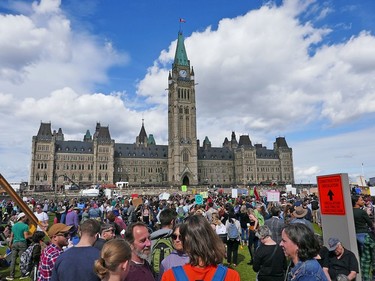 A large group on Parliament Hill as the Global Climate Protest took to the streets of Ottawa on Friday afternoon.