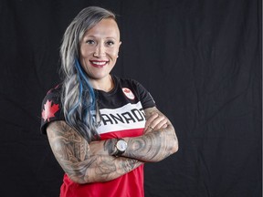 Files:   Canadian Olympic athlete Kaillie Humphries  at the Olympic Summit in Calgary, Alta., Saturday, June 3, 2017. Two-time Olympic bobsled champion Humphries wants to compete for the United States and has filed a lawsuit against Bobsleigh Canada Skeleton to obtain her release, according to a CBC report.