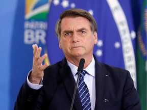 Brazil's President Jair Bolsonaro speaks during a launching ceremony of public policies against violent crimes at the Planalto Palace in Brasilia, Brazil Aug. 29, 2019.