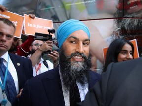 New Democratic Party (NDP) leader Jagmeet Singh arrives for a debate hosted by Macleans news magazine, which will not be attended by Prime Minister Justin Trudeau, in Toronto, Ontario, Canada September 12, 2019.