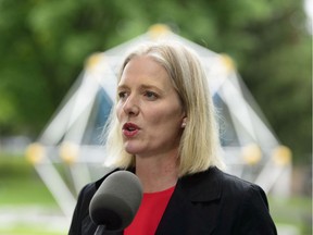 Minister of Environment and Climate Change, Catherine McKenna, makes an announcement on how the federal government will allocate a portion of the proceeds collected as a result of carbon pollution pricing during a press conference in Ottawa on Tuesday, June 25, 2019.