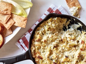 Cheesy lemon-rosemary artichoke dip from Antoni in the Kitchen.