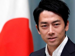 Japan's Environment Minister Shinjiro Koizumi attends a news conference at Prime Minister Shinzo Abe's official residence in Tokyo, Japan September 11, 2019.