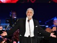 In this file photo taken on Aug. 28, 2019, Spanish tenor Placido Domingo performs during his concert in the newly inaugurated sports and culture centre St. Gellert Forum in Szeged, southern Hungary.