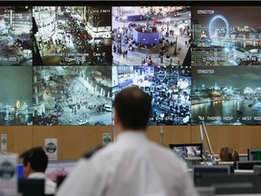 LONDON — A bank of television monitors displays images captured by a fraction of London's CCTV camera network within the Metropolitan Police's Special Operations Room.
