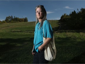 Sharon Boddy visits Carlington Park this past week. A mountain bike pilot project is set to open there soon.