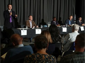 Conservative candidate Pierre Poilievre speaks during an all-candidates election debate for Carleton riding in Greely on Wednesday Sept. 18, 2019.