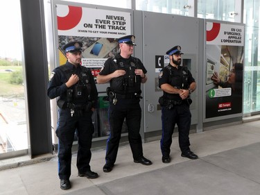 Ottawa's new LRT system was up and running for the public for the first time in Ottawa Saturday Sept 14, 2019.  Security at Blair Station Saturday.   Tony Caldwell,
