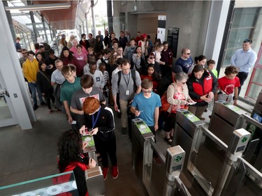 Ottawa's new LRT system was up and running for the public for the first time in Ottawa Saturday Sept 14, 2019.  Hundreds of people waiting to get onto the new LRT at Blair Station Saturday.   Tony Caldwell,