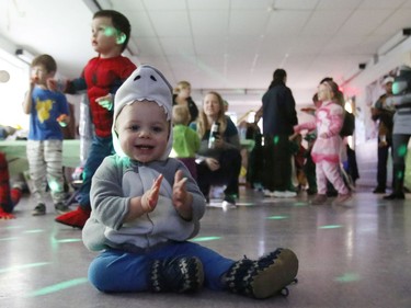 Isaac, 1, boogies to the music at the Westcliffe Community Association Annual Halloween Party.